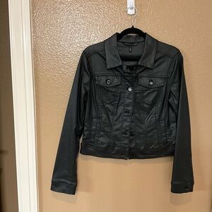 White House Black Market Black Waxed  Jean Jacket